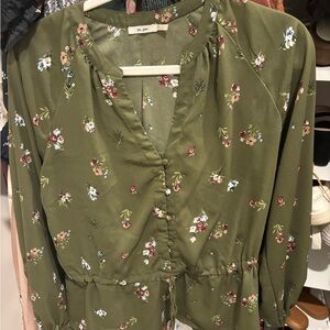 Mi Ami Olive Floral Top